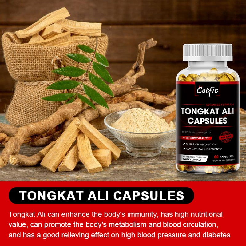 Catfit Powerful Tongkat Ali Capsules Anti-fatigue Contains Dietary Fiber Potency Kidney Health Male Energy Supplement For Men