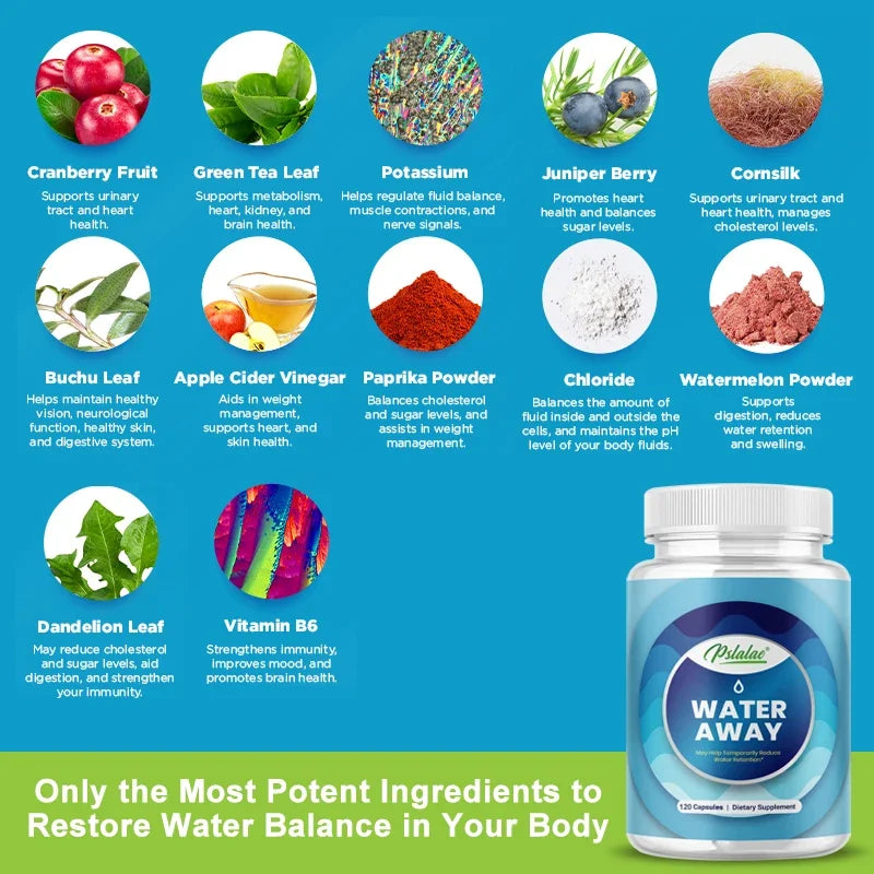 Premium Diuretic, Drainage Capsules - with Dandelion Leaf, Juniper Berries and Vitamin B6 - Kidney Cleansing and Hydration