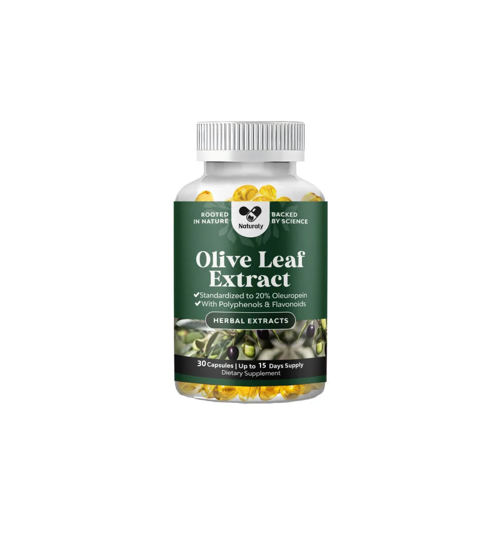 Powerful Olive Leaf Extract Capsules - High strength antioxidant supplement, containing pure olive leaves and 20% olivine - Herb