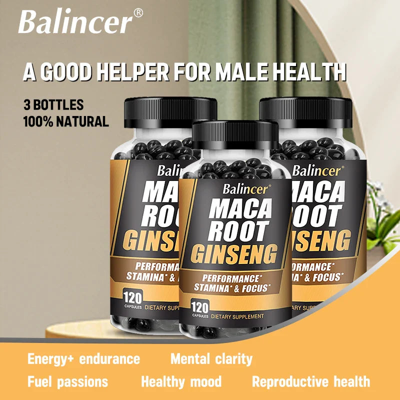 Balincer Men's Health Maca Root Ginseng Extract - Energy Supplement - For Endurance, Strength, Muscle Supplement