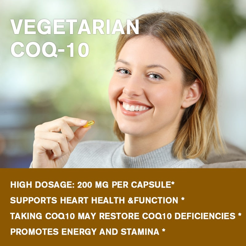 BEWORTHS 120pcs Free Shipping CoQ-10 Capsule 200Mg Vegetarian for Energy Support Heart Healthy Protective Antioxidant Supplement
