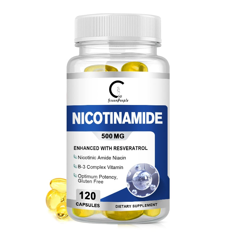 Greenpeople Nicotinamide Capsules Vitamin B3 Diet Supplement Boost Skin Beauty Whitening Repair Anti-aging Cardiovascular Health