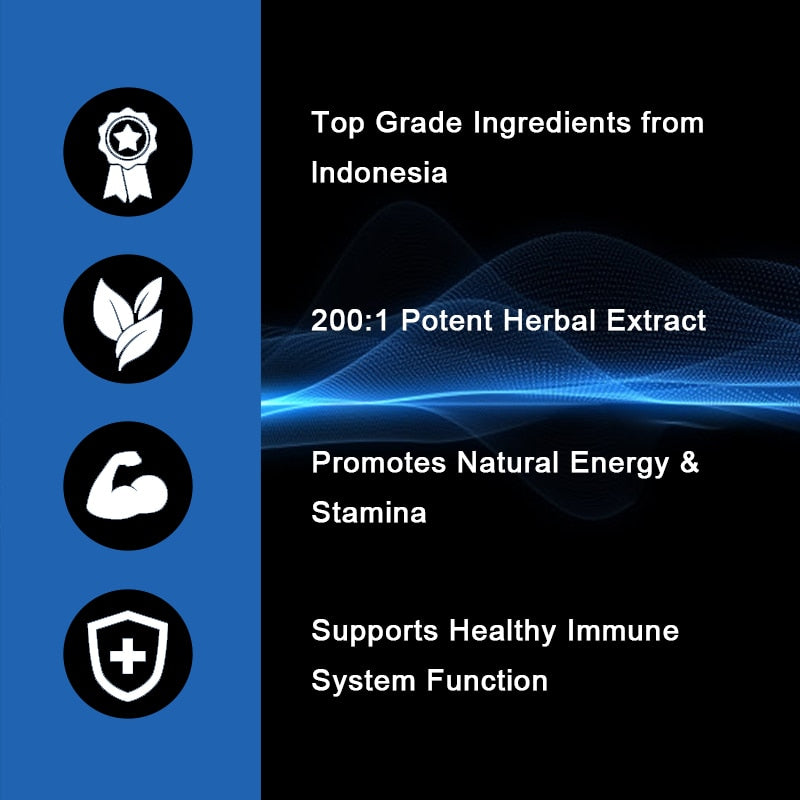 Alliwise 3X Tongkat Ali Root Extract Capsule for Potent Stamina Strength Enhances Immunity Health Kidney Male Energy Supplements