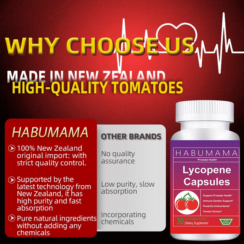 Lycopene Capsules Prostate Treatment Sperm Quality Booster Supplement for Men Endurance Enlargement Enhance Immunity Health Care