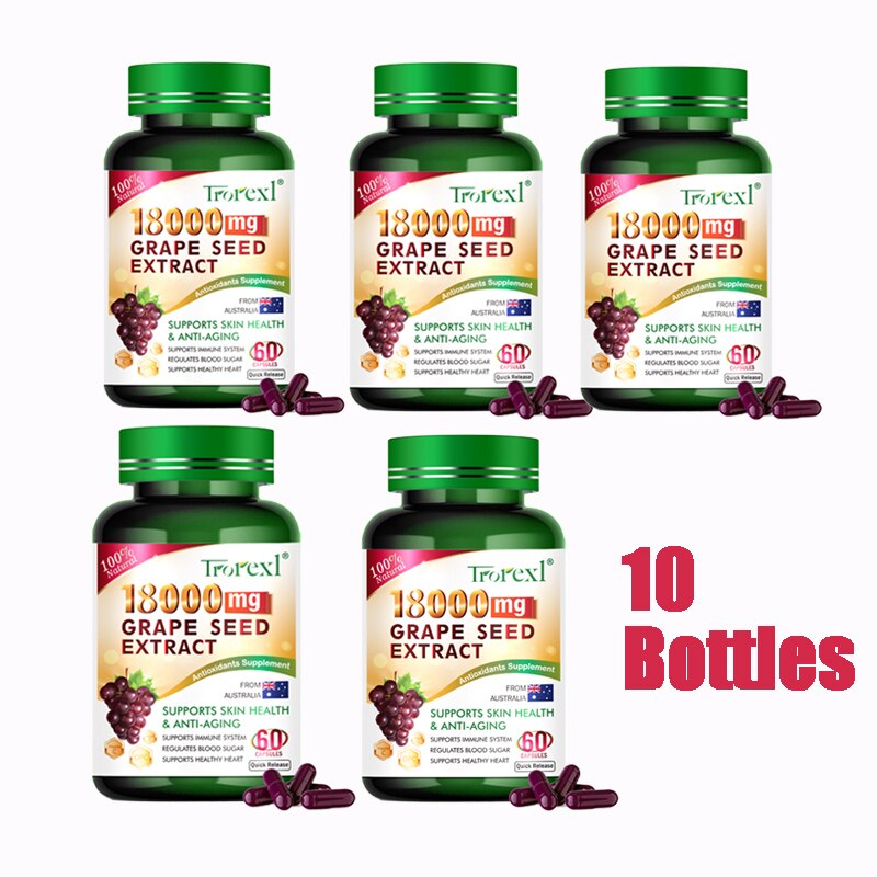 Natural Whitening Grape Seed Extract Capsules Antioxidant Dark Spots Remover Pills Blood Pressure Cholesterol Balance Supplement