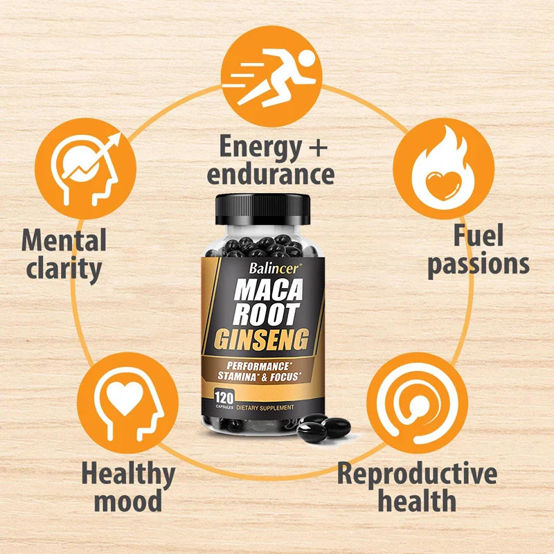 Balincer Men's Health Maca Root Ginseng Extract - Energy Supplement - For Endurance, Strength, Muscle Supplement