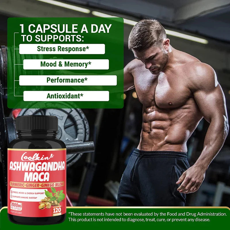 Ashwagandha and Maca Supplements - Supports Natural Health, Energy, Performance and Mood Supplements, Enhances Blood Flow