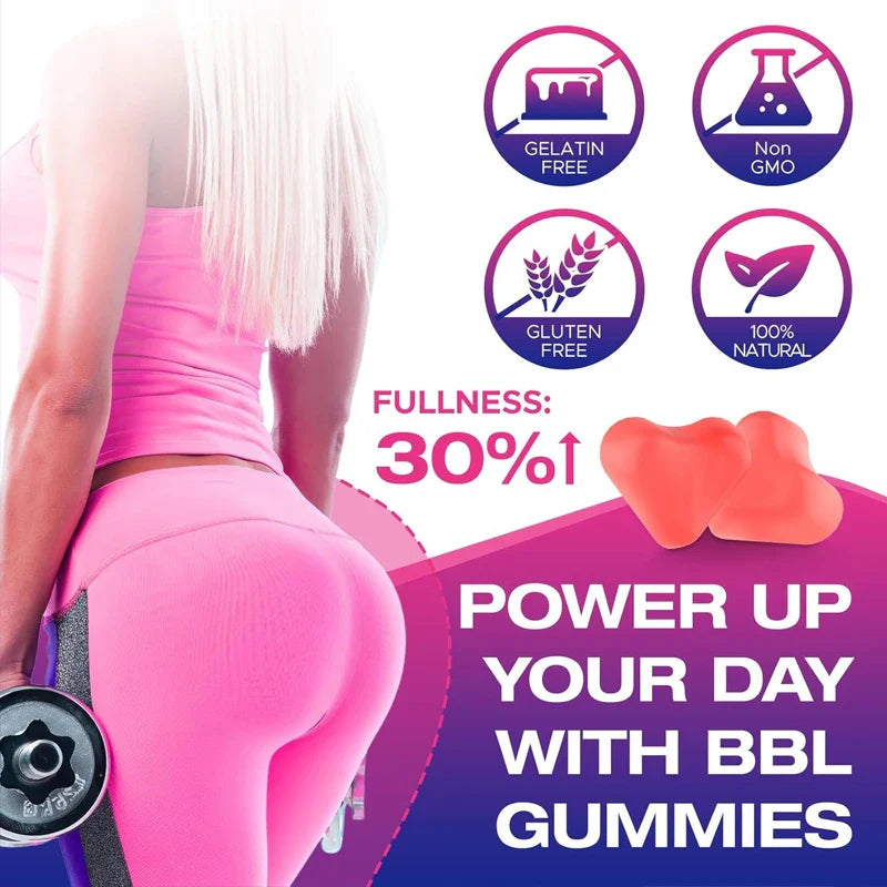 BBL Soft Candy for Butts - Natural Curve Bum Soft Candy with Multiple Vitamins and Herbal Extracts - Peach Flavor-60 Soft Candy