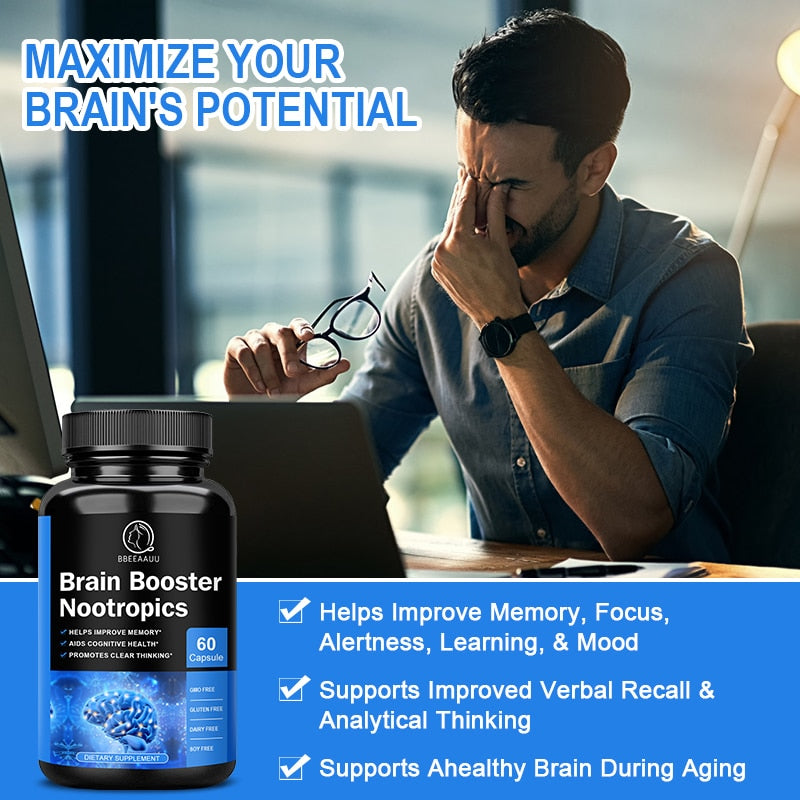 Lukaree 100mg Phosphatidylserine Capsule Brain Booster Nootropics Improve Memory and Focus Smarter Brain Health Supplement