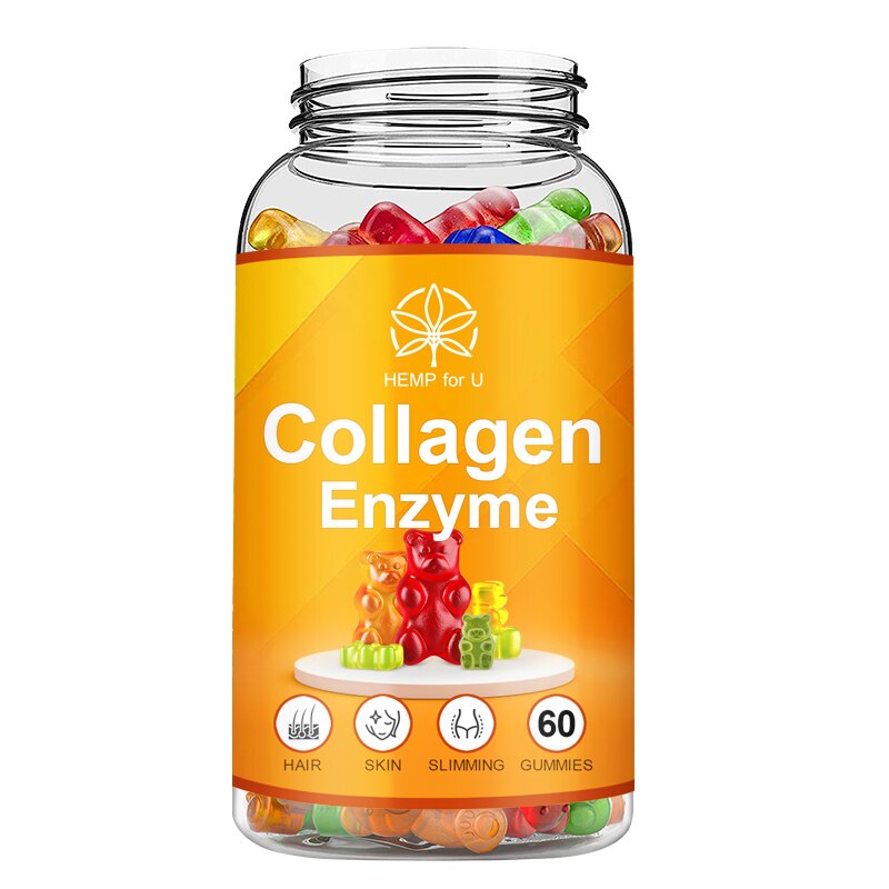 HFU Collagen Enzyme Gummies for Weight Loss Slimming for Woman Beauty Health Anti-aging Reduce Wrinkles Protease Supplement
