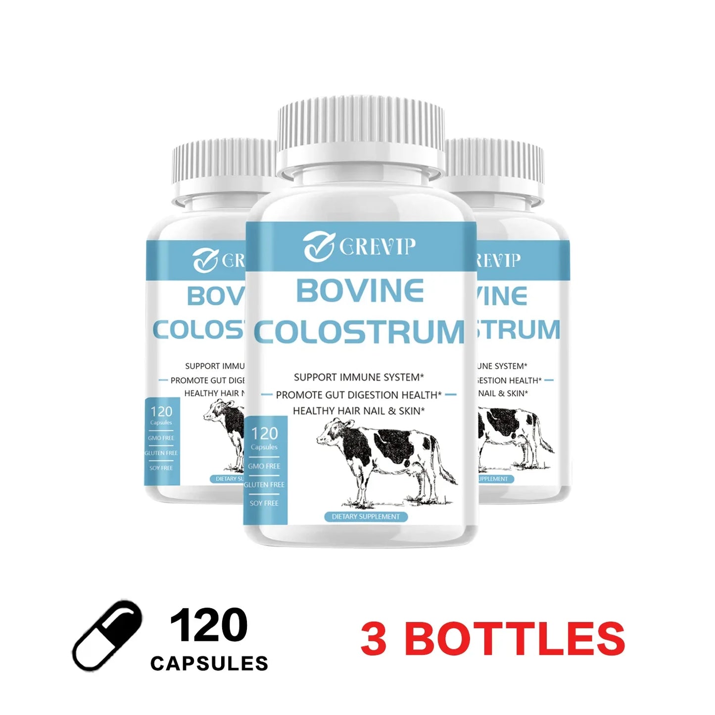Bovine Colostrum Supplement - Digestive Support, Promotes Alopecia Growth, Skin and Nail Health