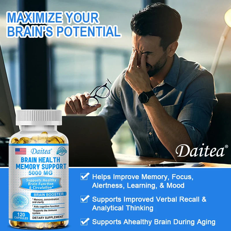 Brain Health Memory Support 5000 Mg, Function & Circulation, Brain Booster "Memory, Focus & Clarity Supports Cognitive Function