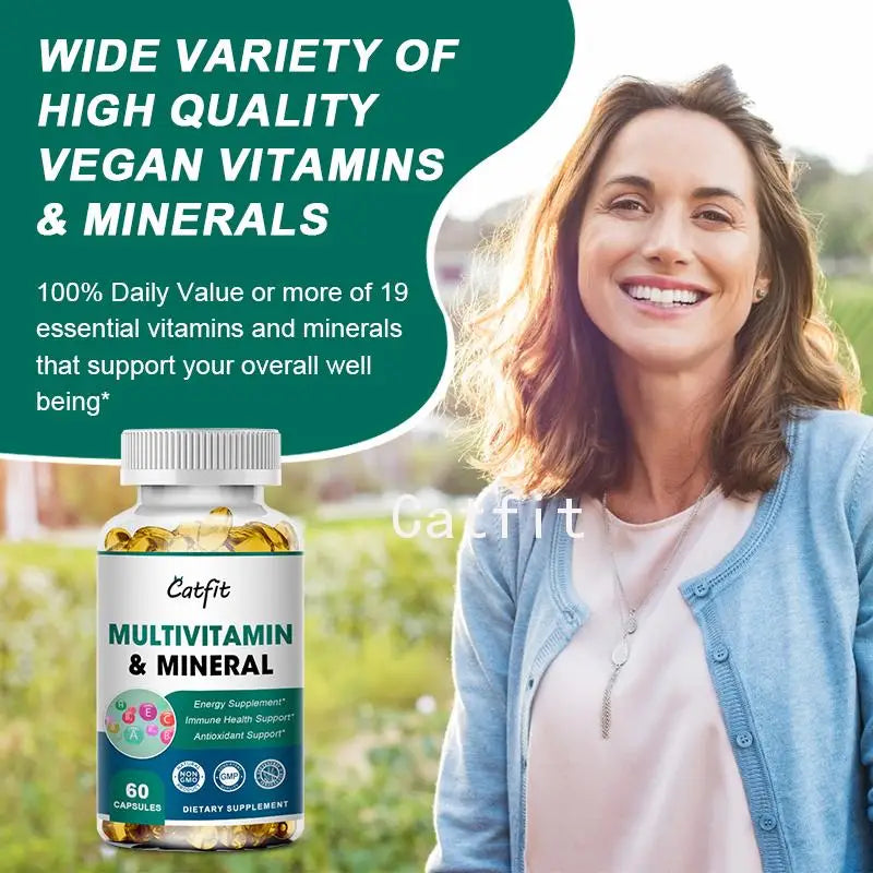 Catfit MultiVitamin & Minerals Capsule Anti-alopecia Skin Repair liver Health & Energy Care Improve anemia Health supplements