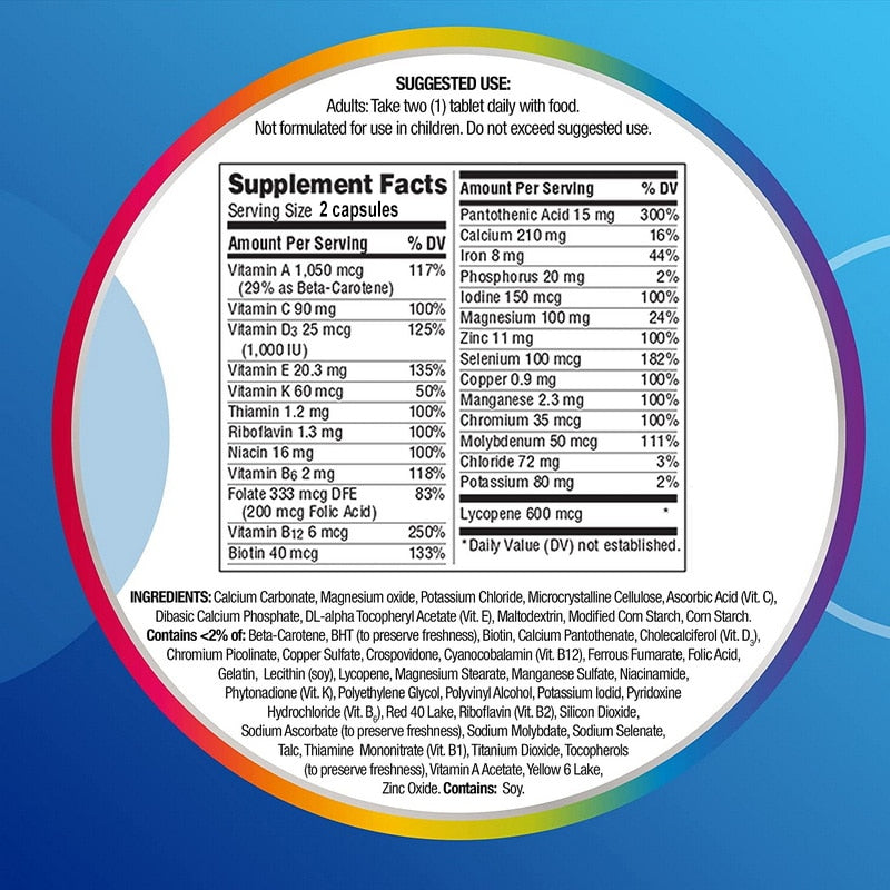 Multivitamin and Mineral Supplement, Energy Support, Muscle Mass, Immune System Boost, Antioxidant and Nutritional Supplement