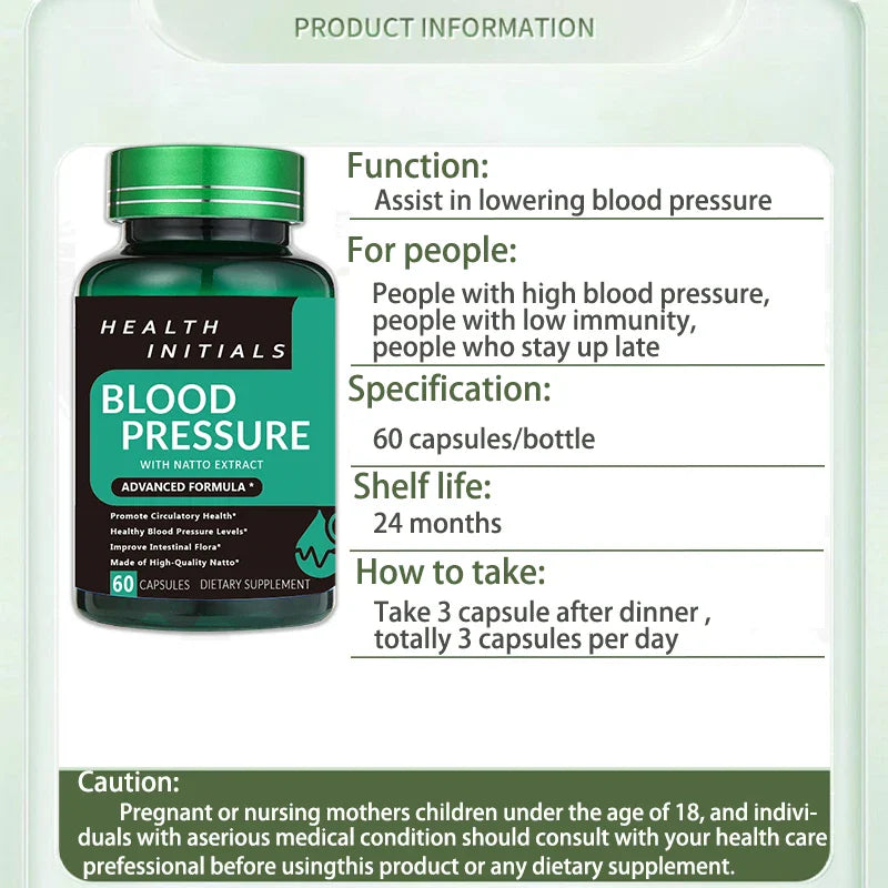 Nattokinase Capsules Blood Vessel Clean Dissolve Blood Clots Lowering Pressure Prevent Arteriosclerosis Improve Vascular Health