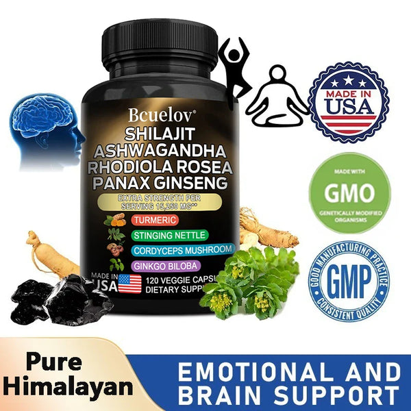 Shilajit Pure Himalayan with Ashwagandha, Rhodiola, Ginseng, Men & Women Supplement - Brain, Energy, Joints, Immunity in Pakistan Shilajit Pure Himalayan with Ashwagandha, Rhodiola, Ginseng, Men & Women Supplement - Brain, Energy, Joints, Immunity in Pakistan