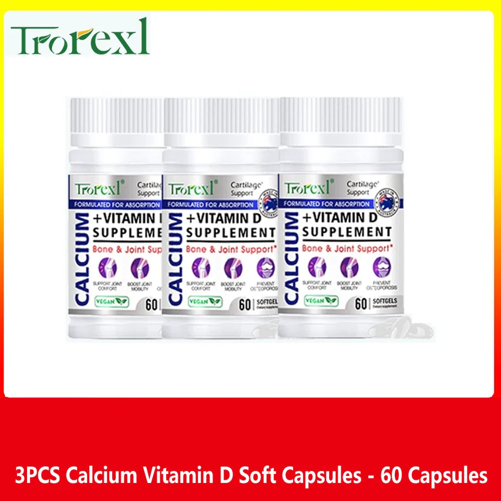 Trorexl Height Growth Pills Calcium Supplement Vitamin D3 Vegetarian Softgels Help Grow Taller,Immune & Bone Health Healing