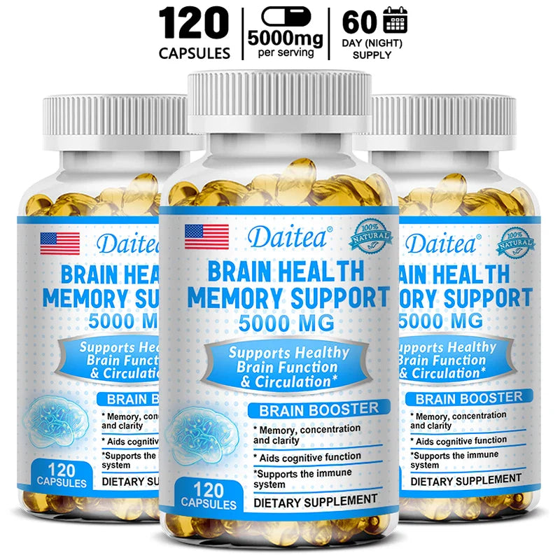 Brain Health Memory Support 5000 Mg, Function & Circulation, Brain Booster "Memory, Focus & Clarity Supports Cognitive Function