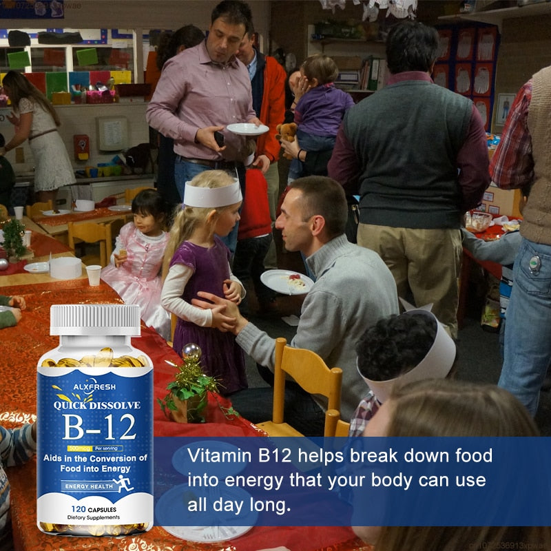 Alxfresh Vitamin B12 Capsule 500 Mcg Methyl B12 Organic Spirulina Supports Healthy Mood Energy Heart&Eye Vitamin B12 Supplement