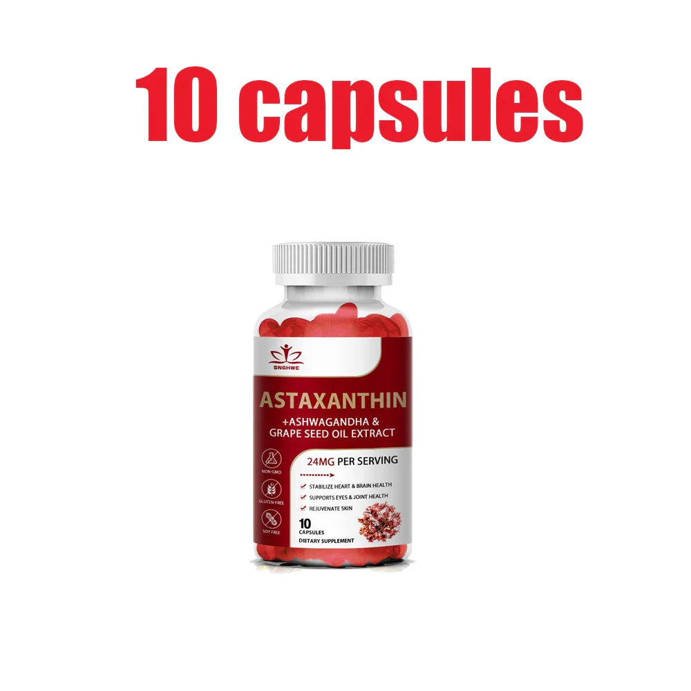 120pcs Astaxanthin Supplement with Grapeseed Oil, Ashwagandha Extract,Support Eye, Skin, Joint,And Immune System Health Capsules