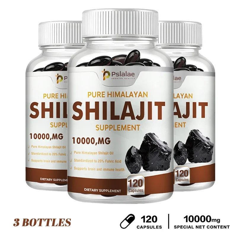 Pure Himalayan Shilajit Resin Capsules Formulated with 20% Fulvic Acid - 10:1 Extract 10,000mg Extra Strength