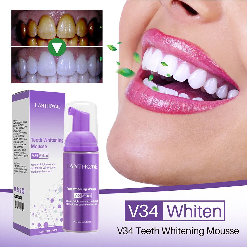 1pc V34 Series Tooth Cleaning Mousse Tooth Whitening Toothpaste Clean Teeth Fresh Breath Toothpaste White Teeth Cleaning Product