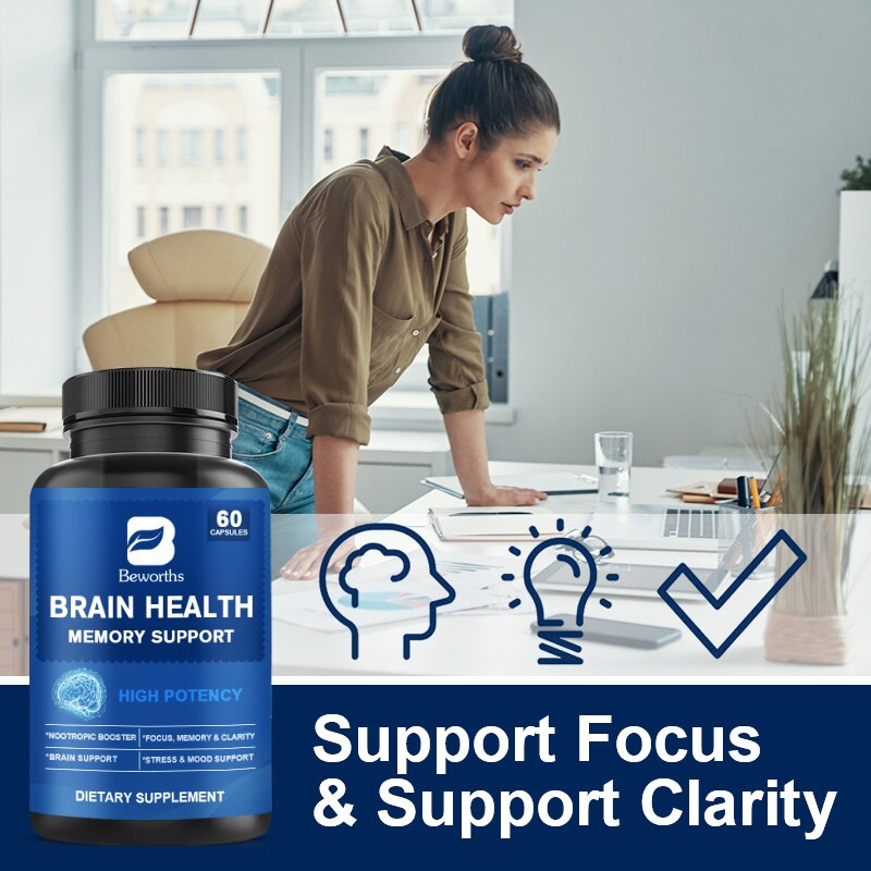 Plus Vegetarian Health Brain T Supplement Supports Memory,Focus,Clarity, &Mental Energy with,Plus Phosphatidylserine&Huperzine A