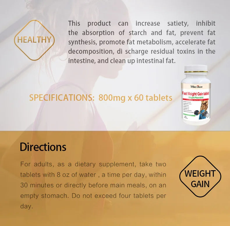 Fast Weight Gain Tablet Fat Increasing Tablets Fast-fat Male Quick Muscle Mass Man Fat Growth Weight