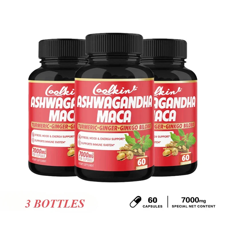 Ashwagandha and Maca Supplements - Supports Natural Health, Energy, Performance and Mood Supplements, Enhances Blood Flow