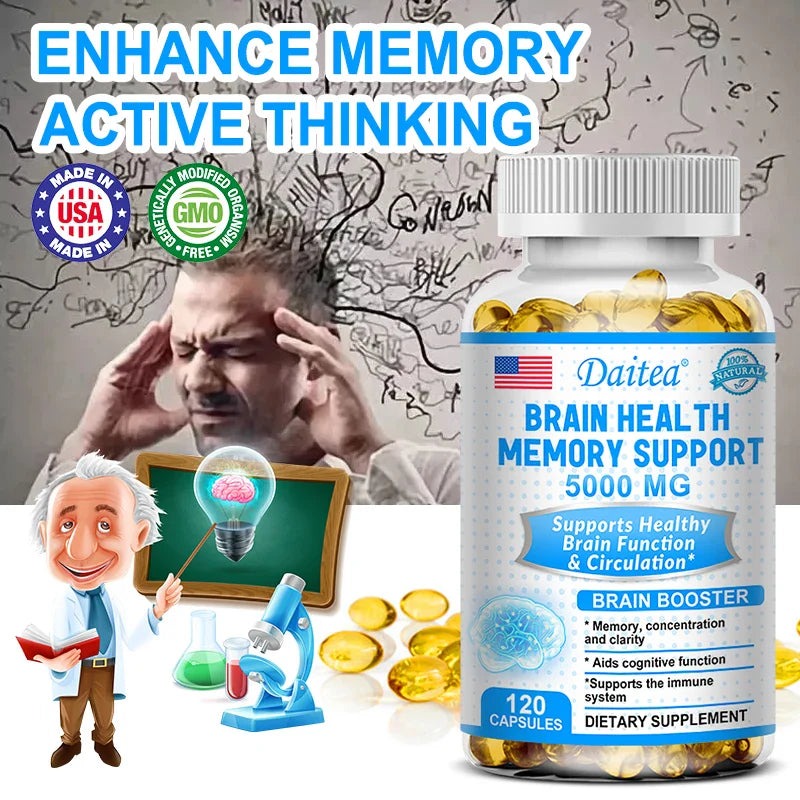 Brain Health Memory Support 5000 Mg, Function & Circulation, Brain Booster "Memory, Focus & Clarity Supports Cognitive Function