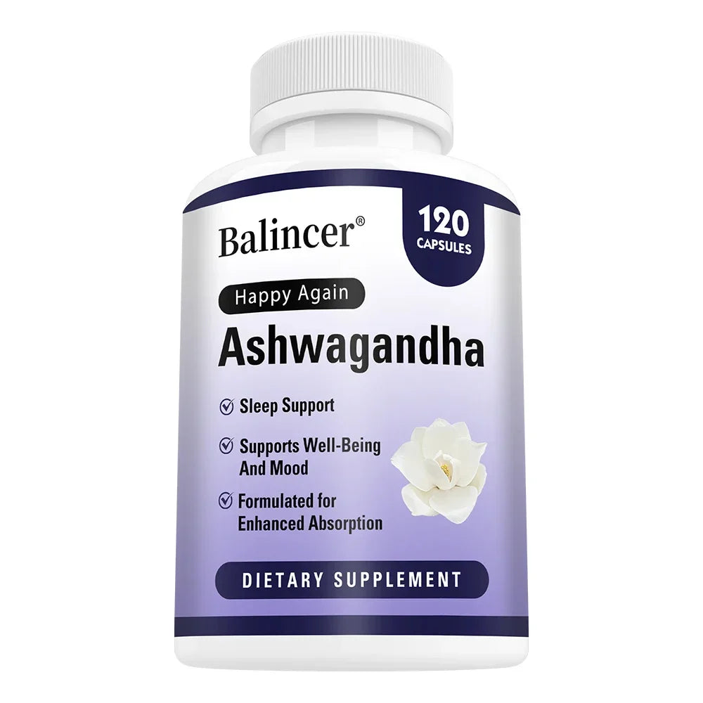Ashwagandha + Black Pepper Extract Capsules - Helps Mood Reduce Anxiety and Stress, Improving Sleep, Brain Health Supplement