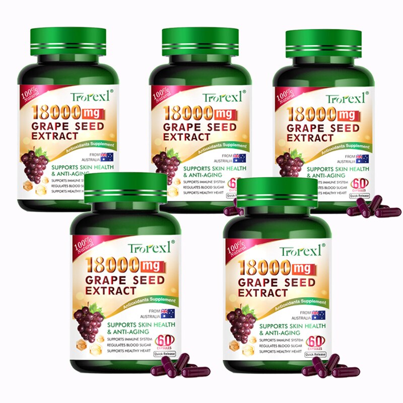 Natural Whitening Grape Seed Extract Capsules Antioxidant Dark Spots Remover Pills Blood Pressure Cholesterol Balance Supplement