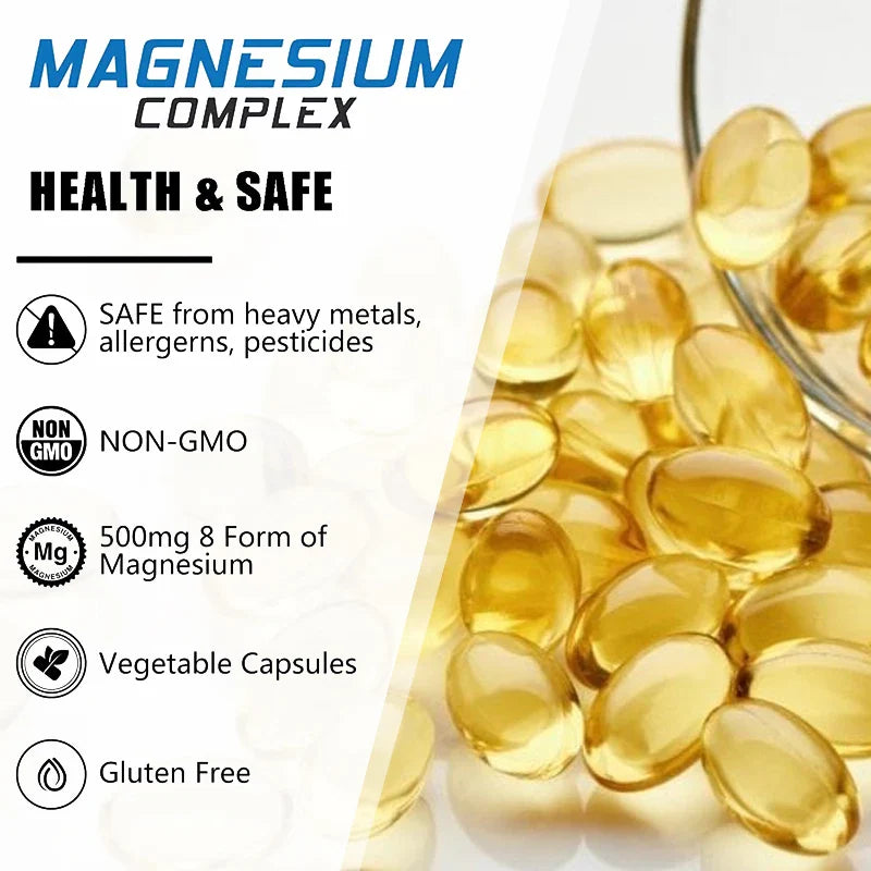 Magnesium Complex Capsules - Bone, Muscle & Heart Health Supplement, Sleep Support,Muscle Relaxation,Stress & Anxiety Relief