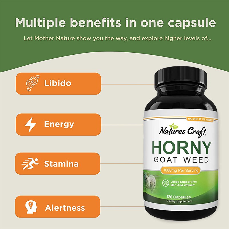Male Energy Booster - Natural Horny Goat Weed Supplement - Supports Male Performance, Stamina, Energy Supplement
