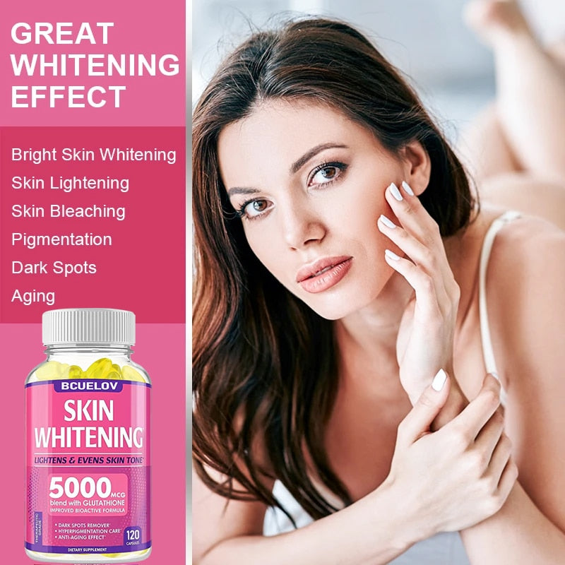 Bcuelov Whitening Supplement Black Spot Acne Print Vegan Skin Bleaching Capsule Anti-aging Anti-oxidation Brighten Skin Tone