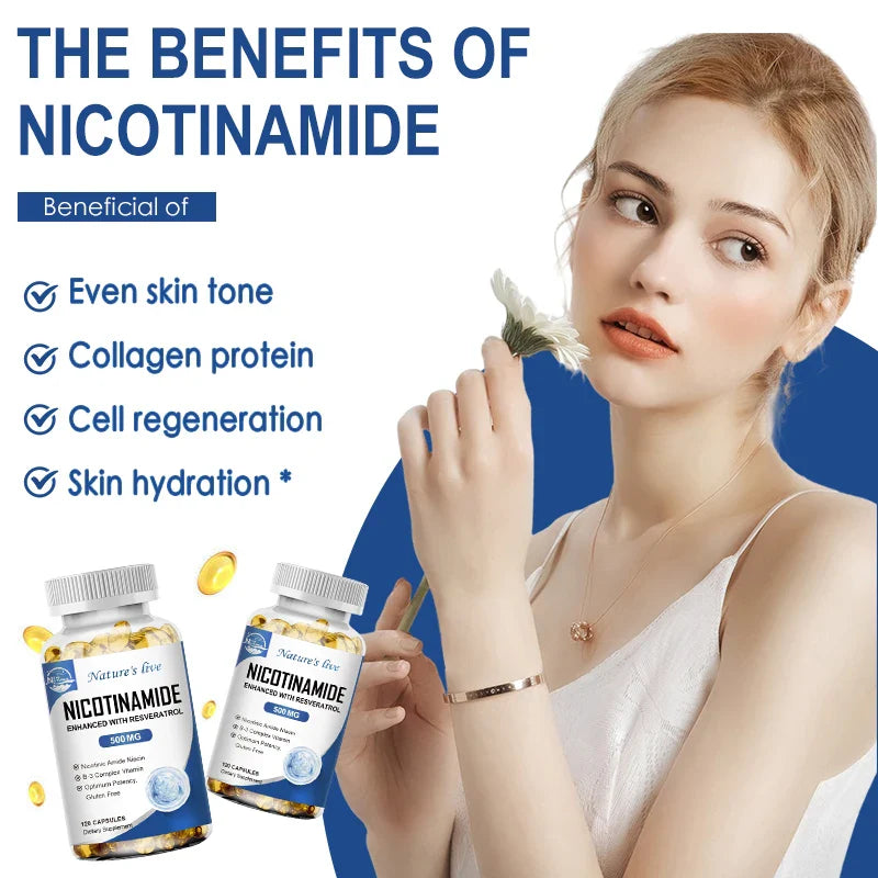 NATURE'S LIVE Nicotinamide Resveratrol 500MG, Anti-aging NAD Supplement 120/240/480 Capsules
