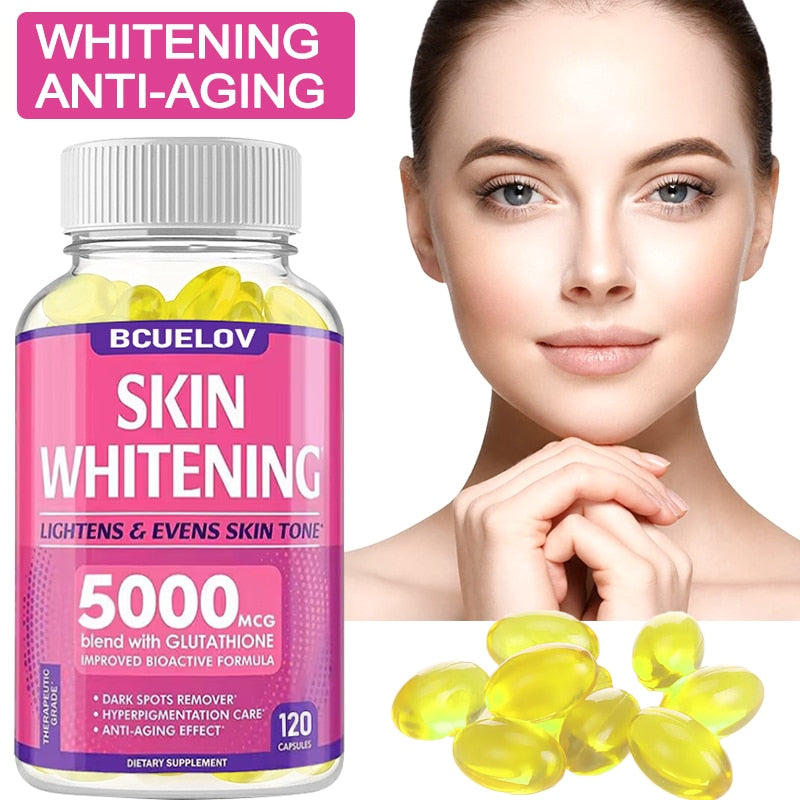 Bcuelov Whitening Supplement Black Spot Acne Print Vegan Skin Bleaching Capsule Anti-aging Anti-oxidation Brighten Skin Tone