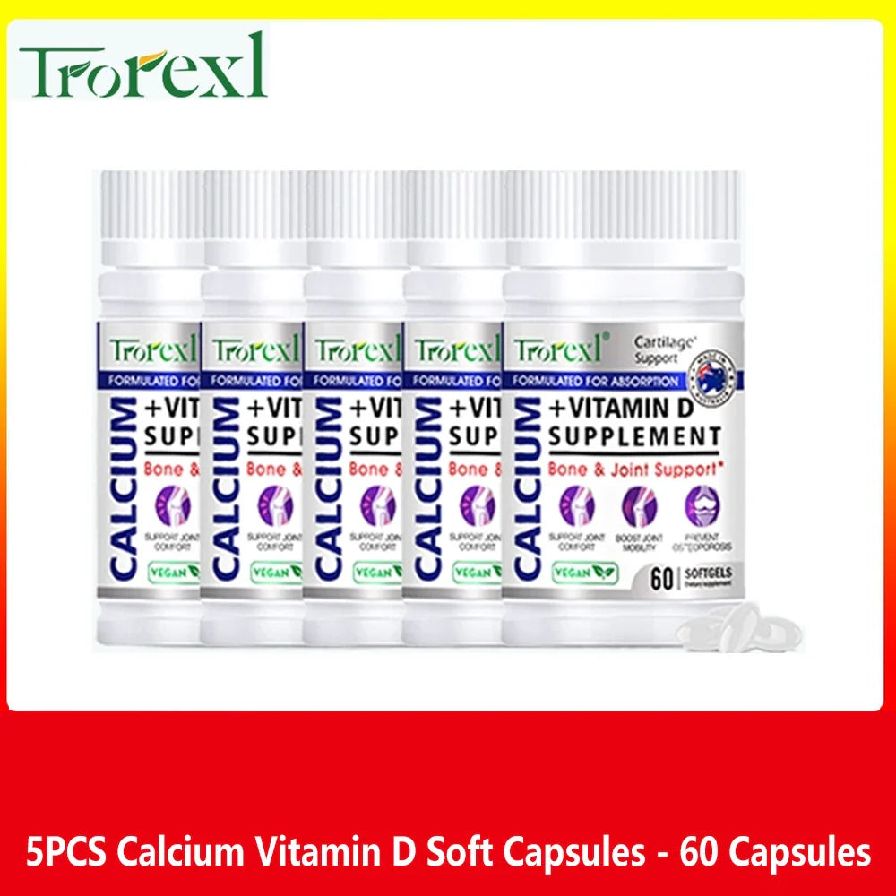 Trorexl Height Growth Pills Calcium Supplement Vitamin D3 Vegetarian Softgels Help Grow Taller,Immune & Bone Health Healing
