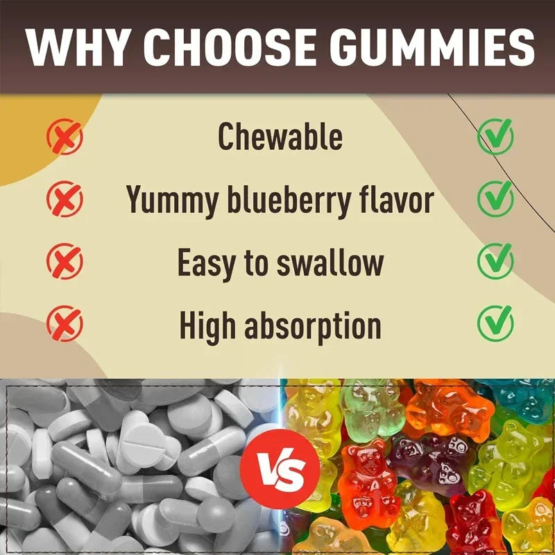 Calcium magnesium zinc gummie supplement containing vitamin D3 and K2, 60 capsules for bone health and muscle function