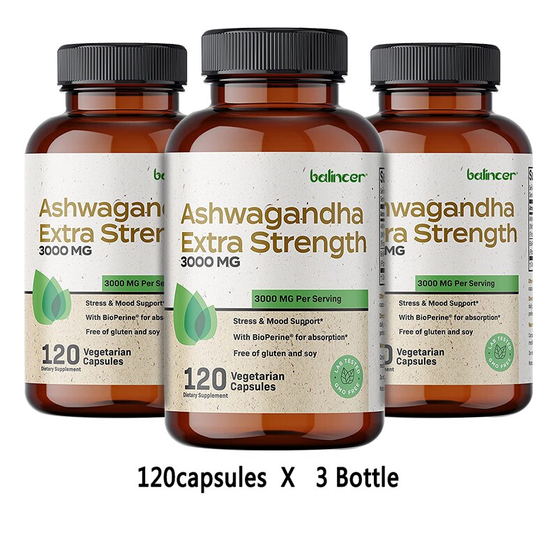 Balincer Ashwagandha 3000mg - Fast High Absorption Powerful Natural Stress Relief Supplement - Mood Adrenal Cortisol Support
