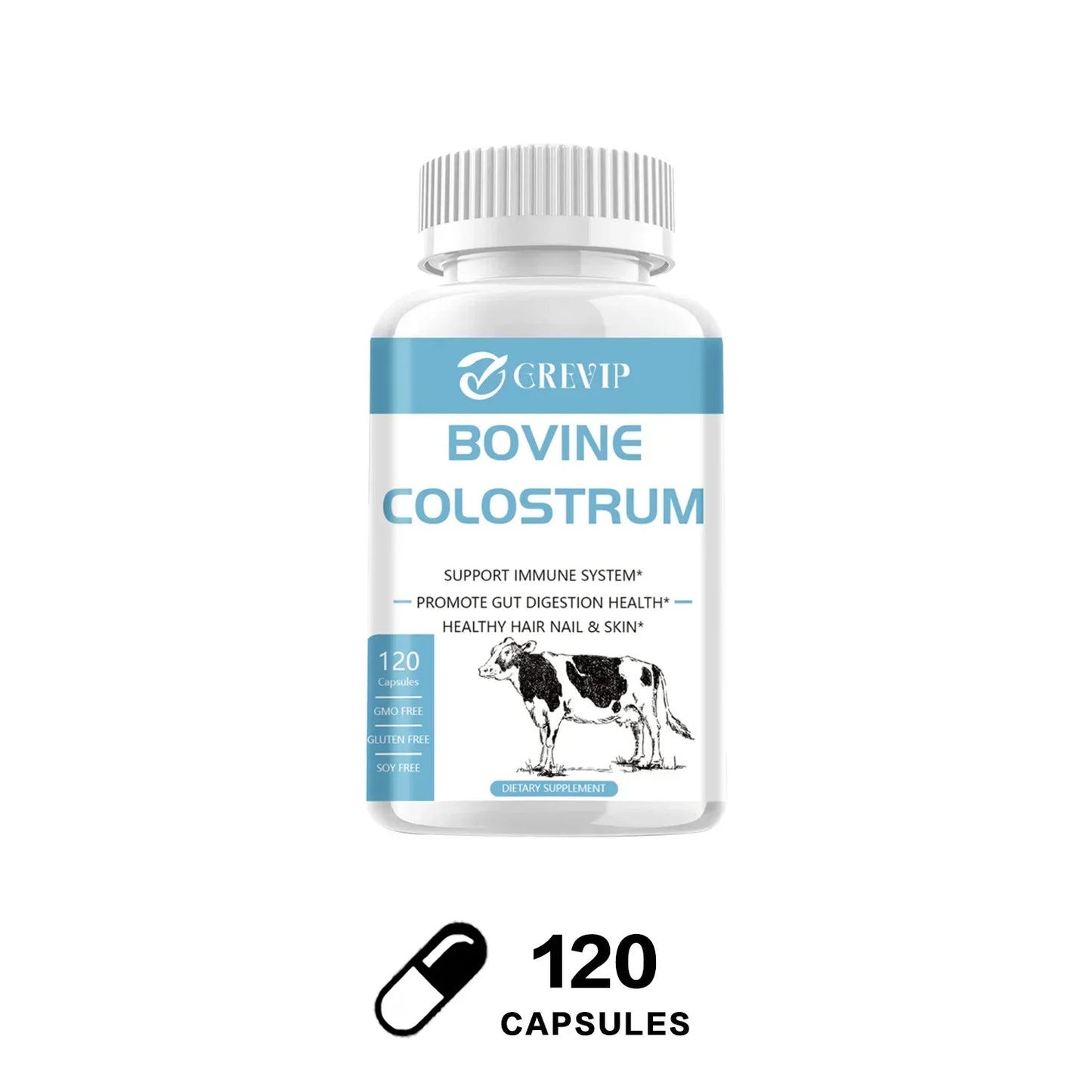 Bovine Colostrum Supplement - Digestive Support, Promotes Alopecia Growth, Skin and Nail Health