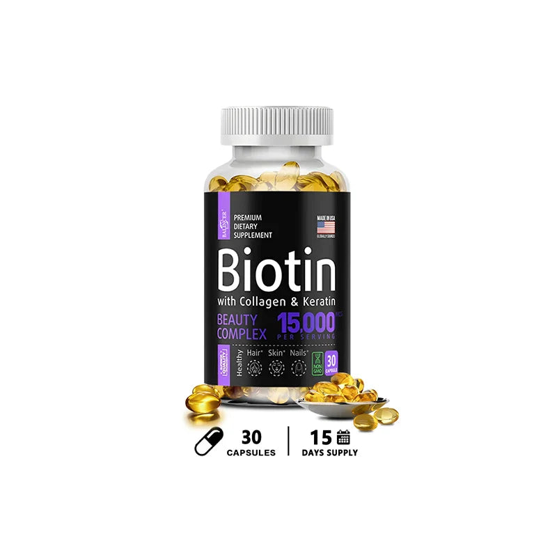 Balincer with Biotin + Collagen + Keratin Supplement - for Hair, Skin, Nail Health | Non-GMO, 120 Capsules
