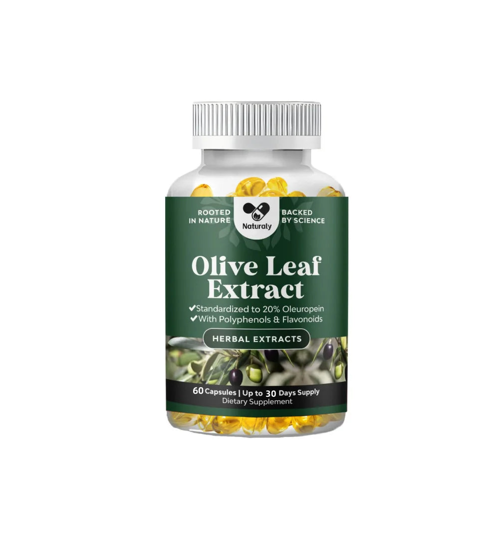 Powerful Olive Leaf Extract Capsules - High strength antioxidant supplement, containing pure olive leaves and 20% olivine - Herb