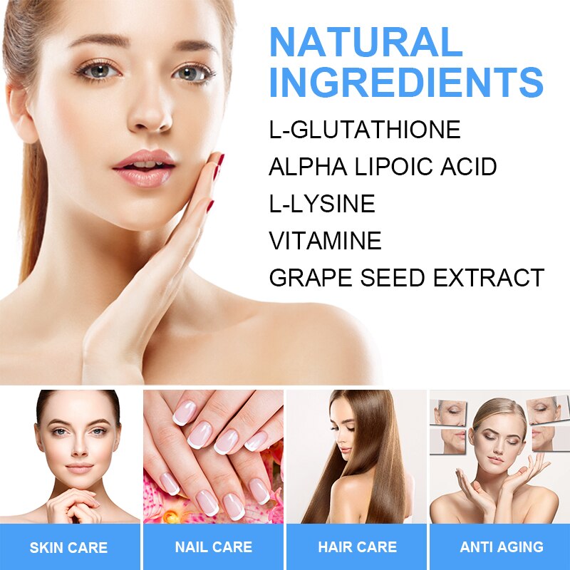 BEWORTHS L-Glutathione Capsules Skin Whitening Supplement Collagen Antioxidant Anti-Aging Boosting Immunity Dull Beauty Health