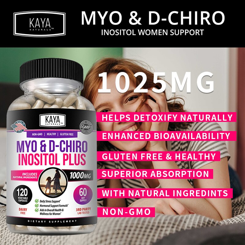 Premium Inositol Supplement Inositol and Folate and Vitamin D Hormone Balance & Healthy Ovarian Support for Women