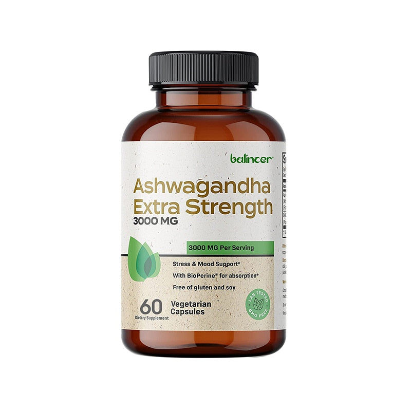 Balincer Ashwagandha 3000mg - Fast High Absorption Powerful Natural Stress Relief Supplement - Mood Adrenal Cortisol Support