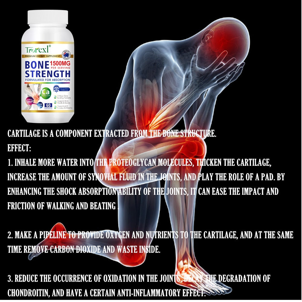 Chondroitin Joint Support Supplement for Joint Relief, Health & Comfort - Great for Sore Knees & Hands 60 Capsules