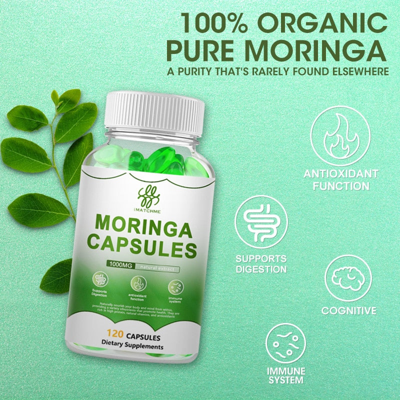 Natural Moringa oil Capsules Vitamin & Amino acid supplement High blood pressure Enhance immunity and promote insulin secretion