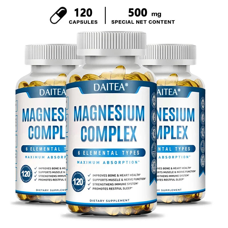 Magnesium Complex Capsules - Bone, Muscle & Heart Health Supplement, Sleep Support,Muscle Relaxation,Stress & Anxiety Relief