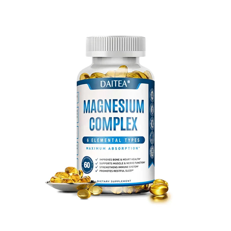 Magnesium Complex Capsules - Bone, Muscle & Heart Health Supplement, Sleep Support,Muscle Relaxation,Stress & Anxiety Relief